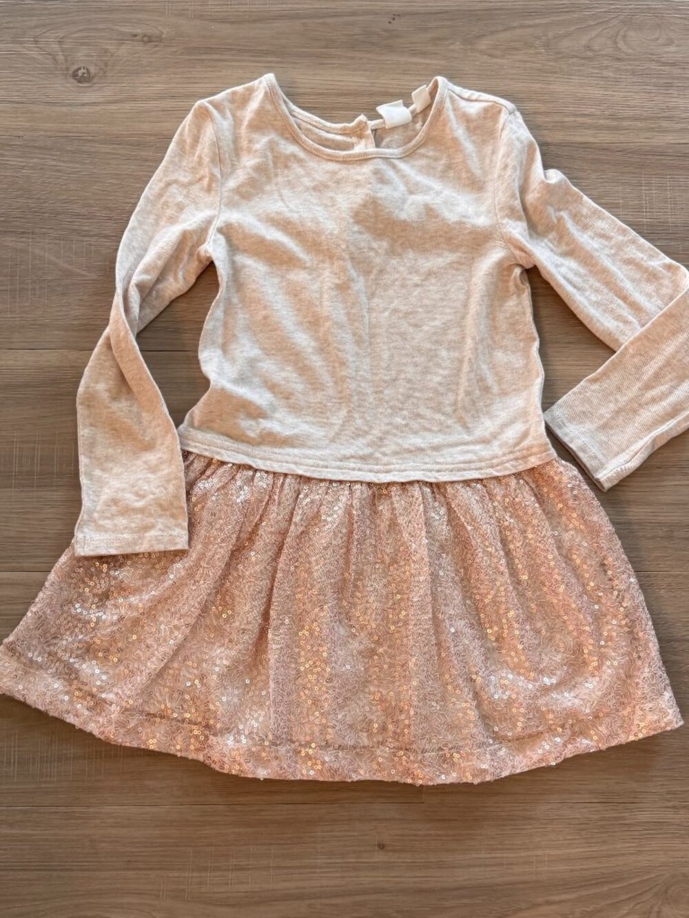 GAP Kids Mixed fabric L/S sequin tulle skirt DRESS XS 4 5